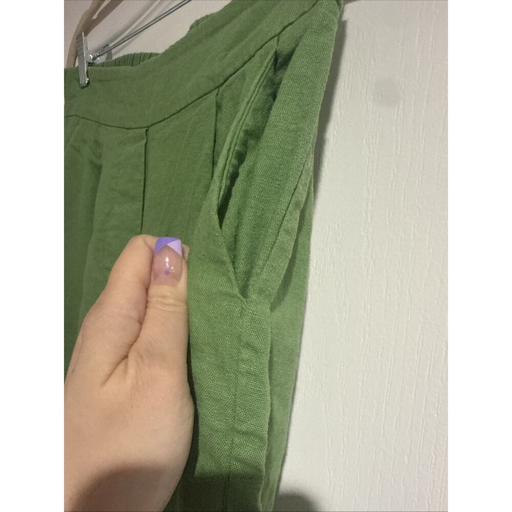 Women's Green Linen Cropped Pants Wide Leg Size XS From Simply Vera Vera Wang - Picture 4 of 8